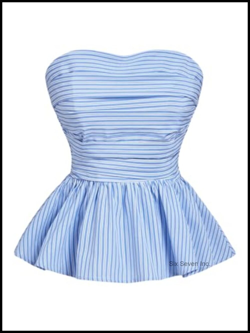 Striped Peplum Tube Top Strapless Smocked Ruffle Bandeau